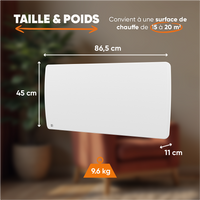 Radiatore elettrico fisso ad inerzia ceramica a secco 2000W ARIA orizzontale bianco