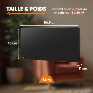 Radiatore elettrico fisso ad inerzia secca ceramico 2000W ARIA orizzontale nero