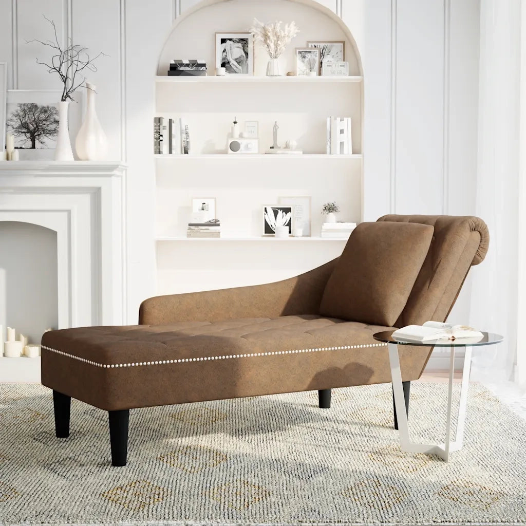 Sdraio con Cuscino e Bracciolo Destro in Similpelle Marrone CFW4011547
