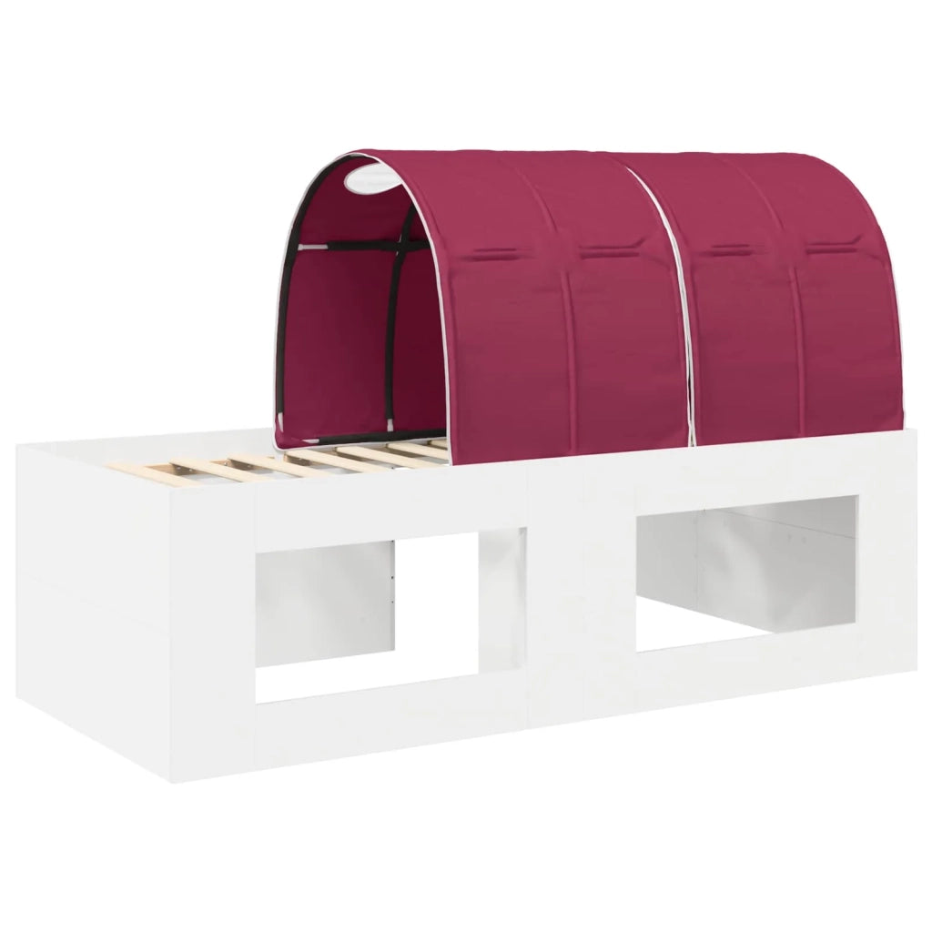 Letto con Tunnel 3 pcs Bianco e Rosso Legno multistrato