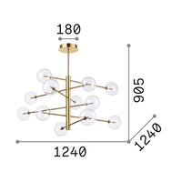 Sospensione Contemporanea Equinoxe Metallo Cromo 12 Luci 2W 3000K Luce Calda