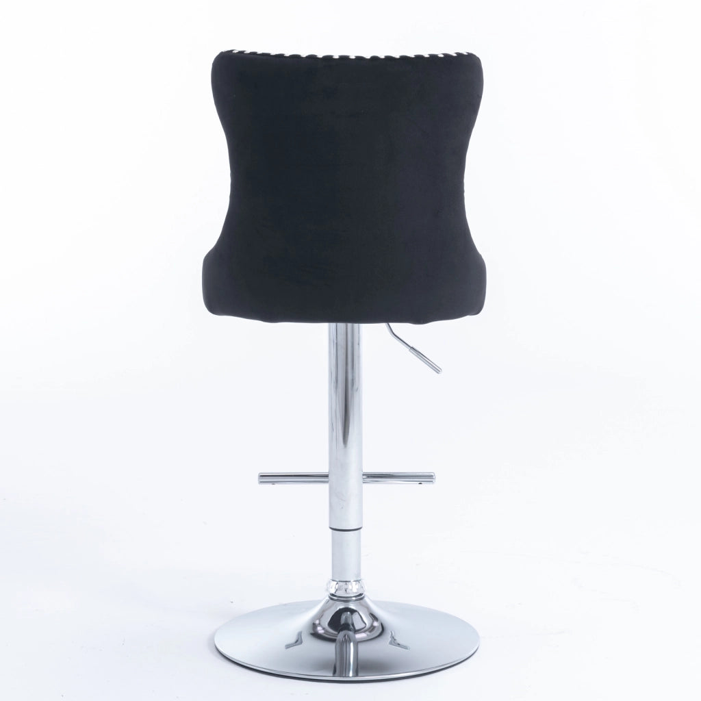 Sgabelli da bar girevoli in velluto con altezza della seduta regolabile da 63,5 a 84 cm, base cromata, schienale imbottito e confortevole, ideali per