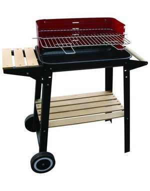 Blinky Woody-48 Barbecue Carrello A legna Nero, Rosso, Legno