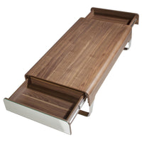 Tavolino rettangolare in noce e acciaio cromato