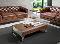 Tavolino rettangolare in noce e acciaio cromato