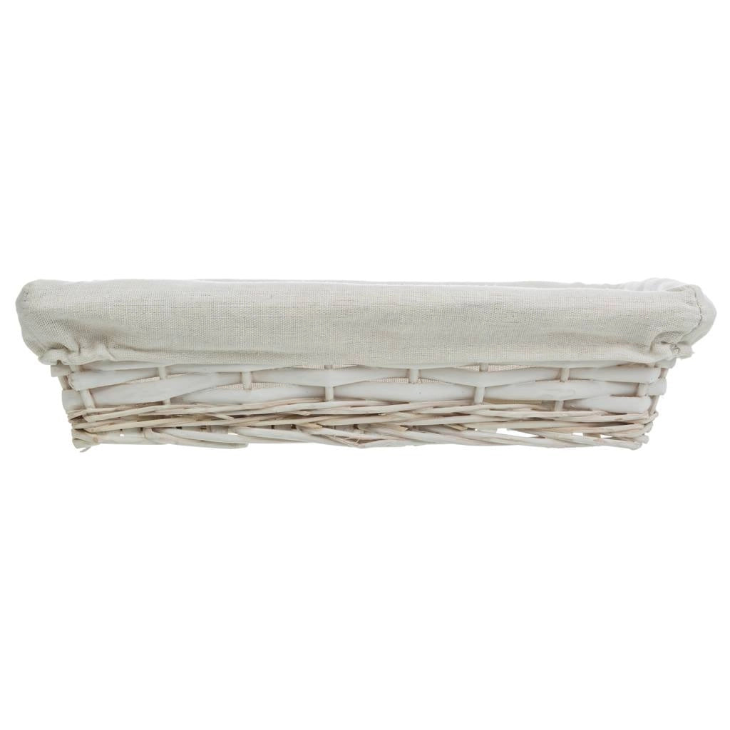 Vassoio in vimini laccato bianco con fodera 36x24x8h