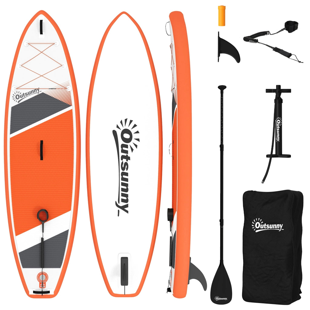 Sup Gonfiabile con Sedile, Pagaia e Accessori, in Plastica ed EVA, 320x82x15 cm, Arancione