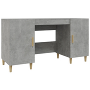 Scrivania | Tavolo da Ufficio Grigio Cemento 140x50x75 cm in Legno Multistrato