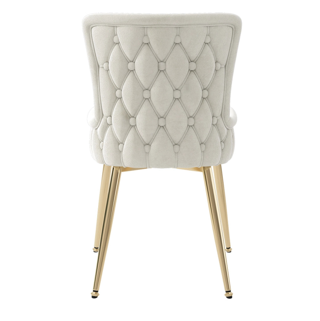 Set da 4 sedie da pranzo in velluto beige con gambe in metallo color oro