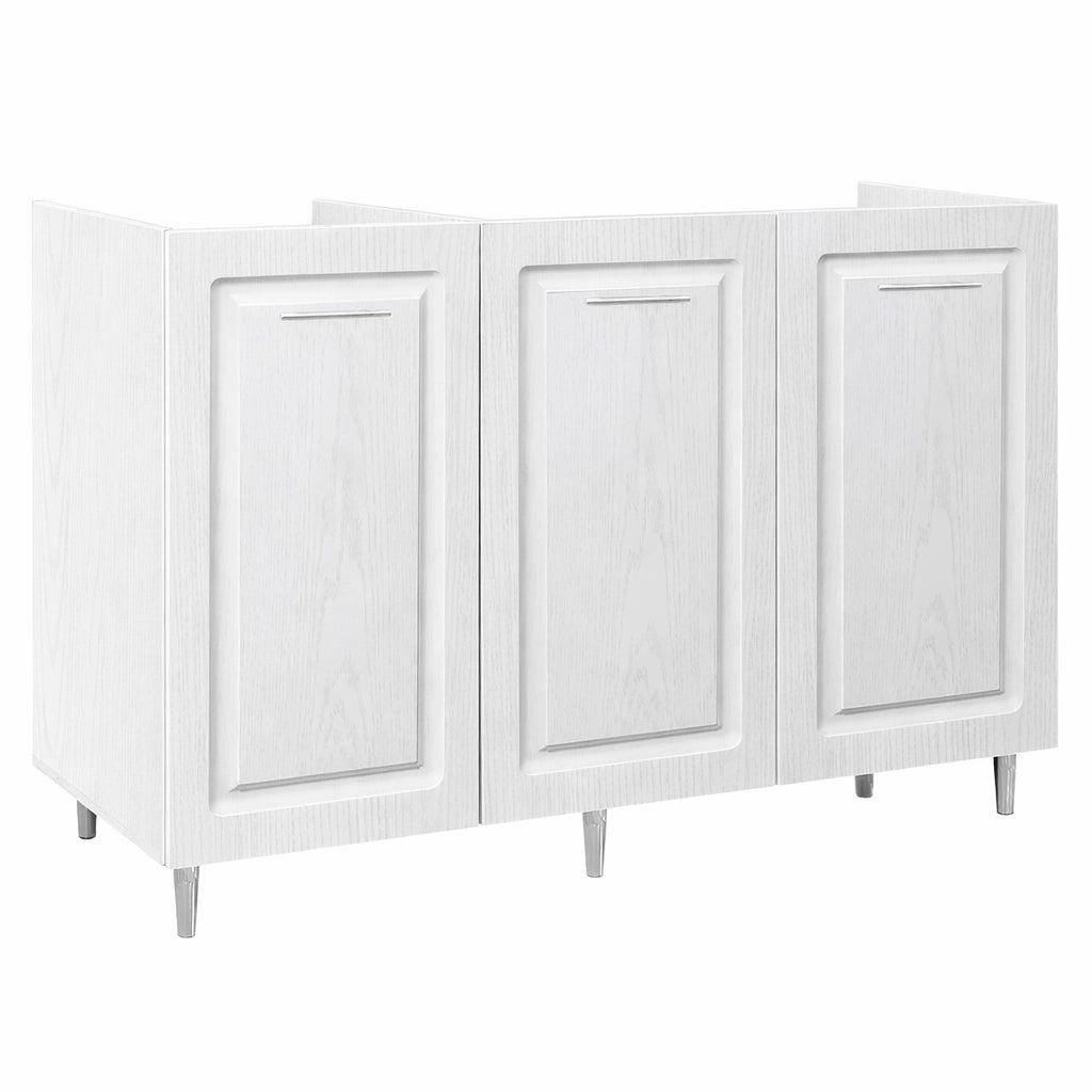 Mobile Cucina Sottolavello Componibile in Legno Bianco Frass. Classico 3 Ante 120cm