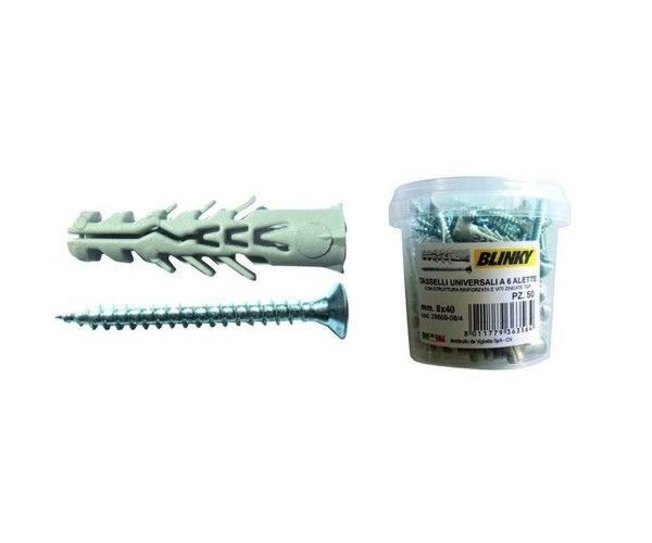 Vigor-Blinky Tasselli 6-Alette Secchio 100 Pezzi con Vite 6mm