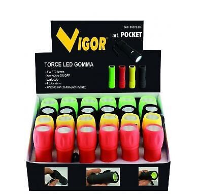 Vigor Espositore Torce Led Colori Assortiti 24 Pezzi