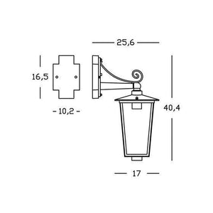 APPLIQUE IN BASSO RIBOT E27 17X26XH41CM RUGGINE