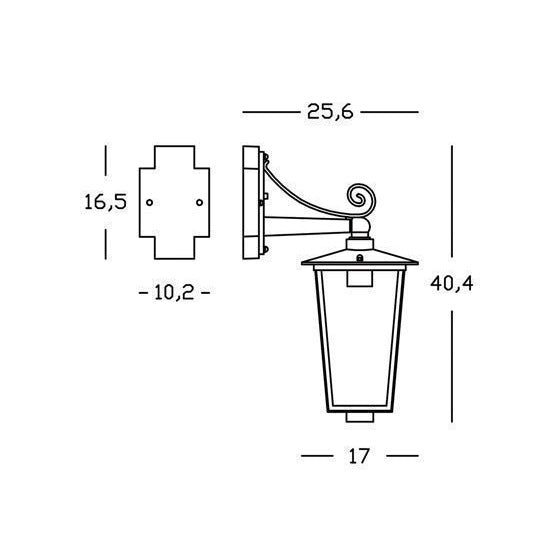 APPLIQUE IN BASSO RIBOT E27 17X26XH41CM RUGGINE