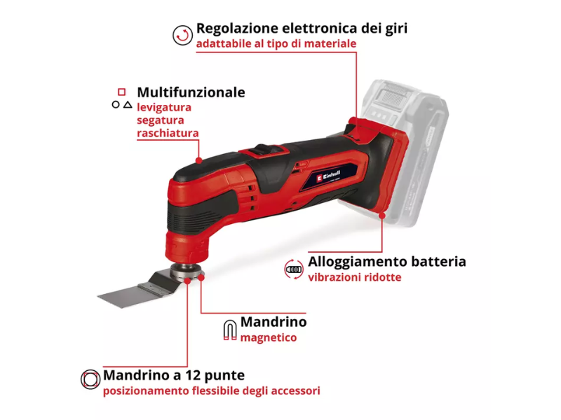 Utensile multifunzione batteria TC-MG 18 Li-Solo Einhell senza batteria e carica