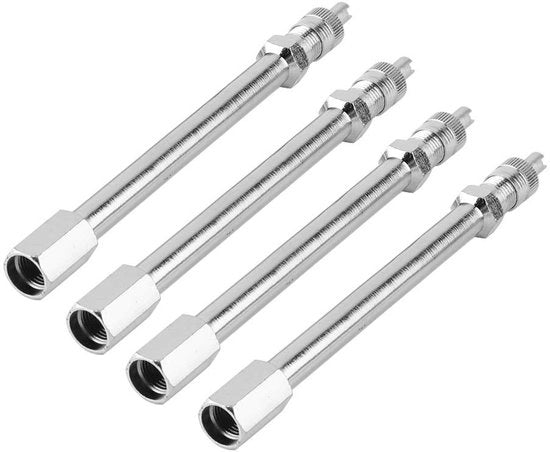 Adattatore di estensione per valvola 100 mm - Estensore di valvola - Adattatore di ruota - 4 pezzi - Cromo - Adatto per auto/truck - Estensore di valvola
