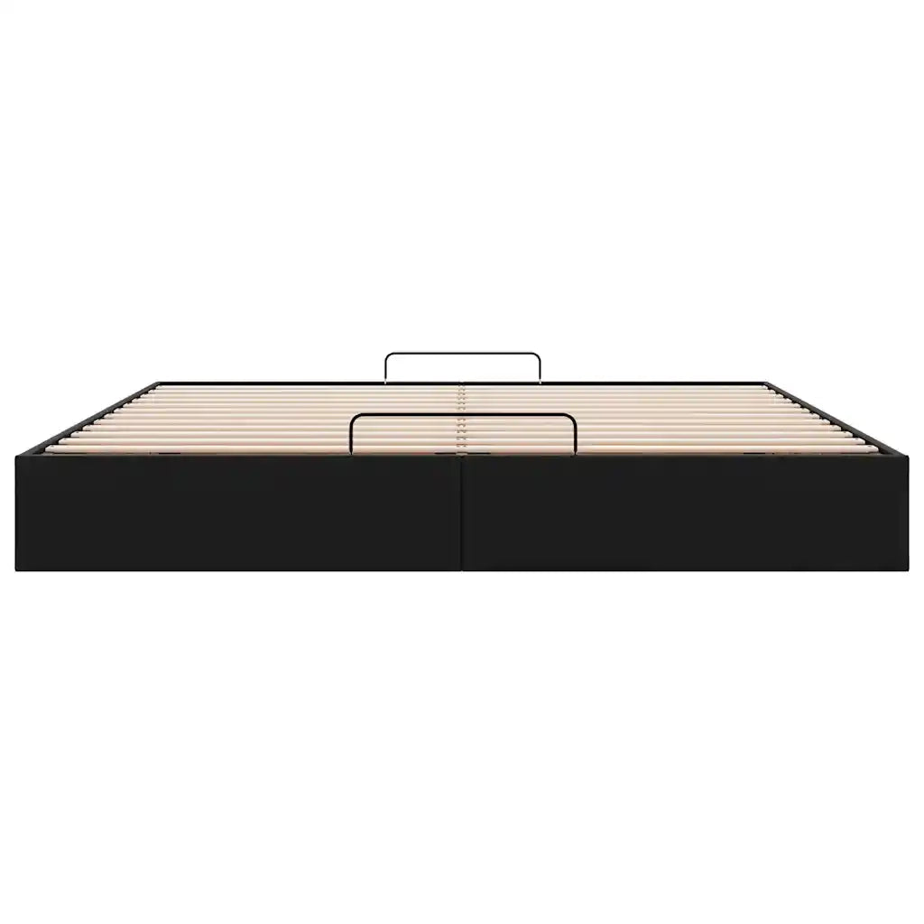 Struttura Letto Pouf senza Materasso Nero 180x200 cm Similpelle