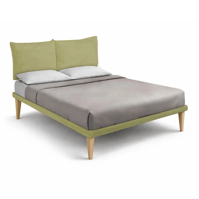 Letto imbottito Matrimoniale 160x200 cm Soft - Con rete,Microfibra,Tè verde