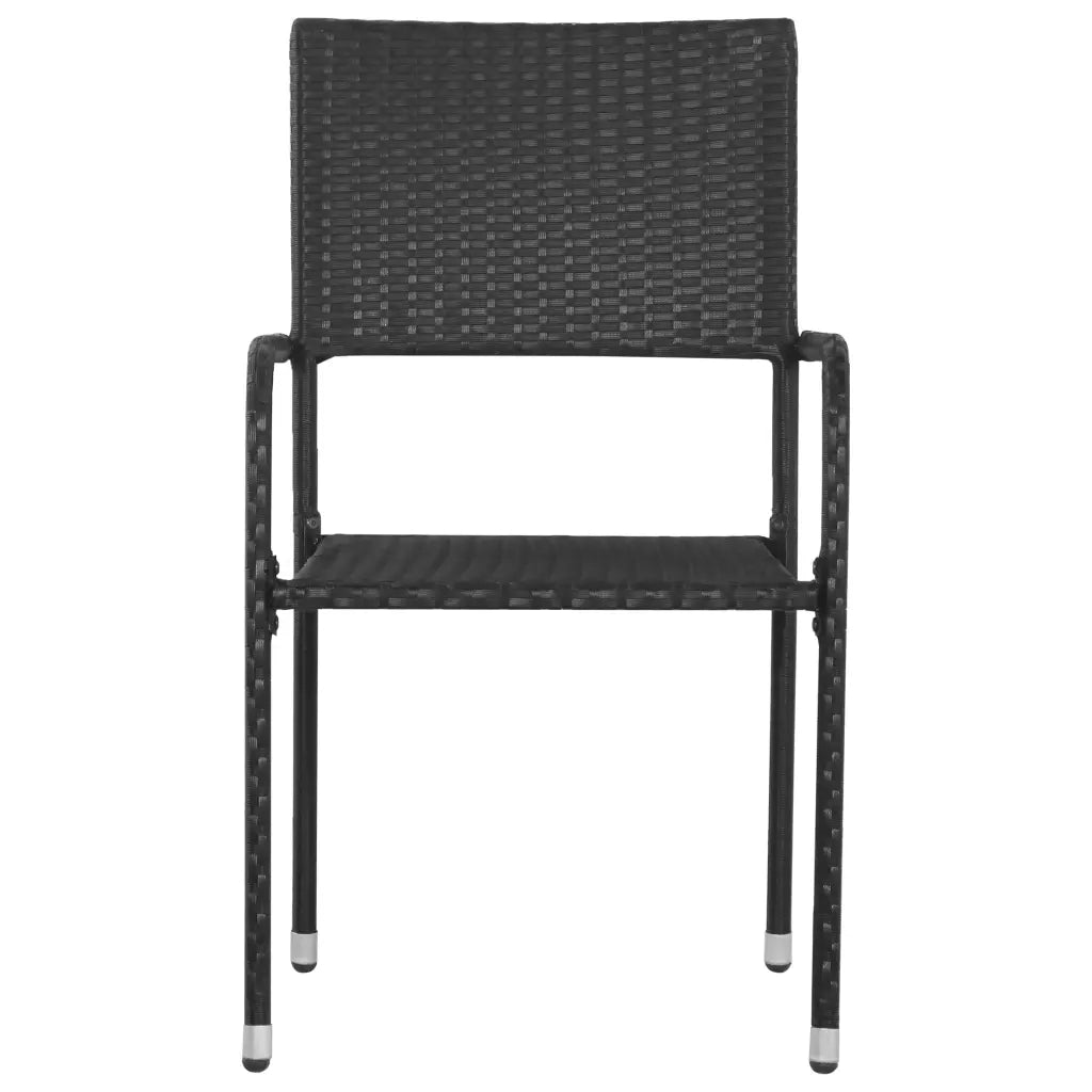 Sedie da Pranzo da Giardino 6pz Impilabili Nere in Polyrattan 318722