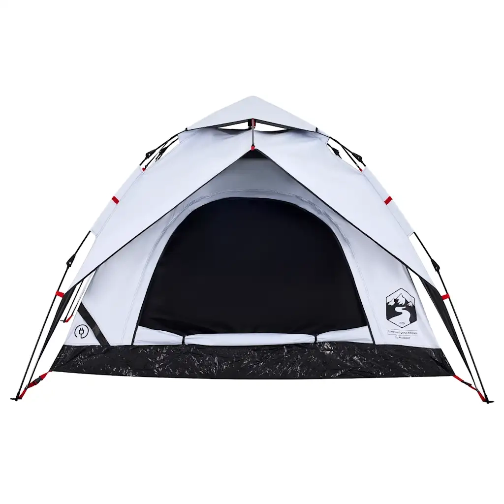 Tenda 3 Persone-Tenda da campeggio Bianca in Tessuto Oscurante a Rilascio Rapido 663060