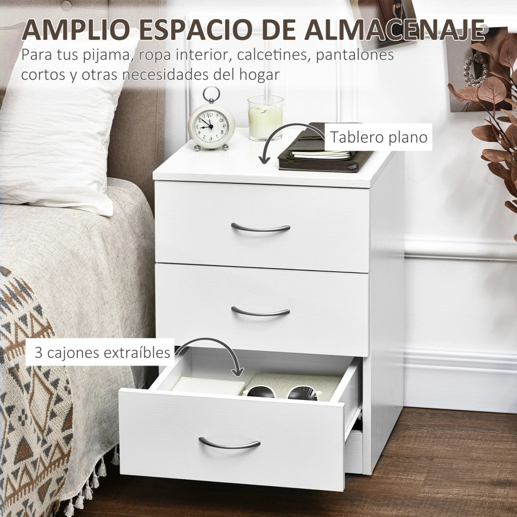 Comodino con 3 Cassetti ¨C Zephmum ¨C Bianco 40x35x58 cm