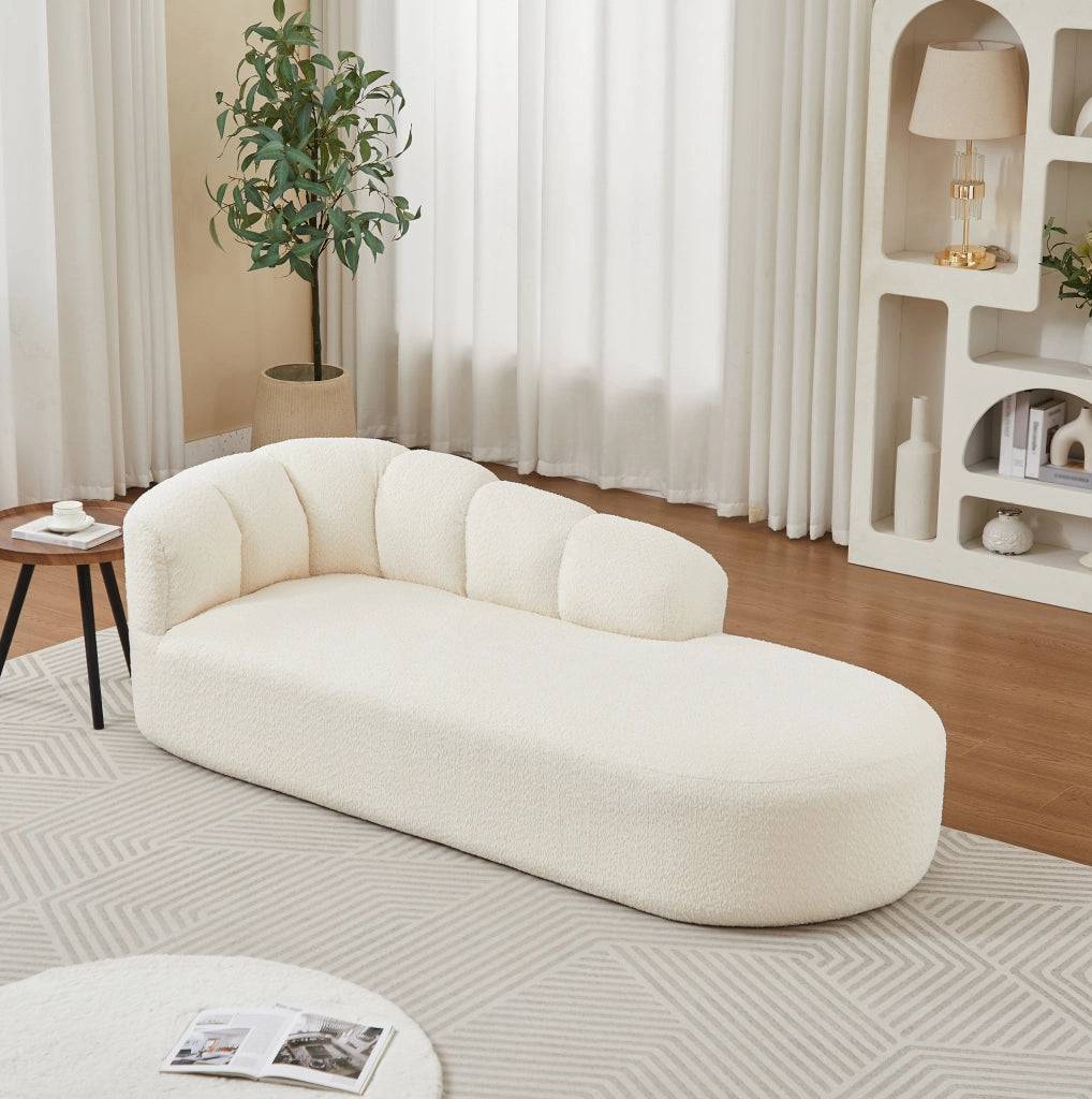 Poltrona relax in ciniglia con schienale ondulato, colore beige