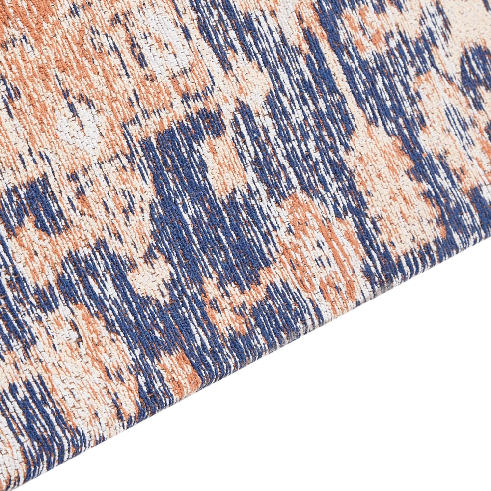 Tappeto lungo in cotone blu e rosso 140 x 200 cm con effetto invecchiato stile orientale ingresso soggiorno