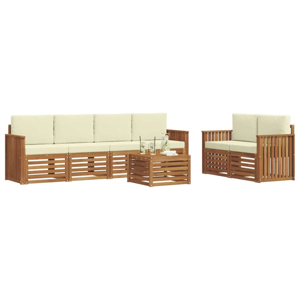Set di divani da esterno 7 pz Naturale e Crema 3374405