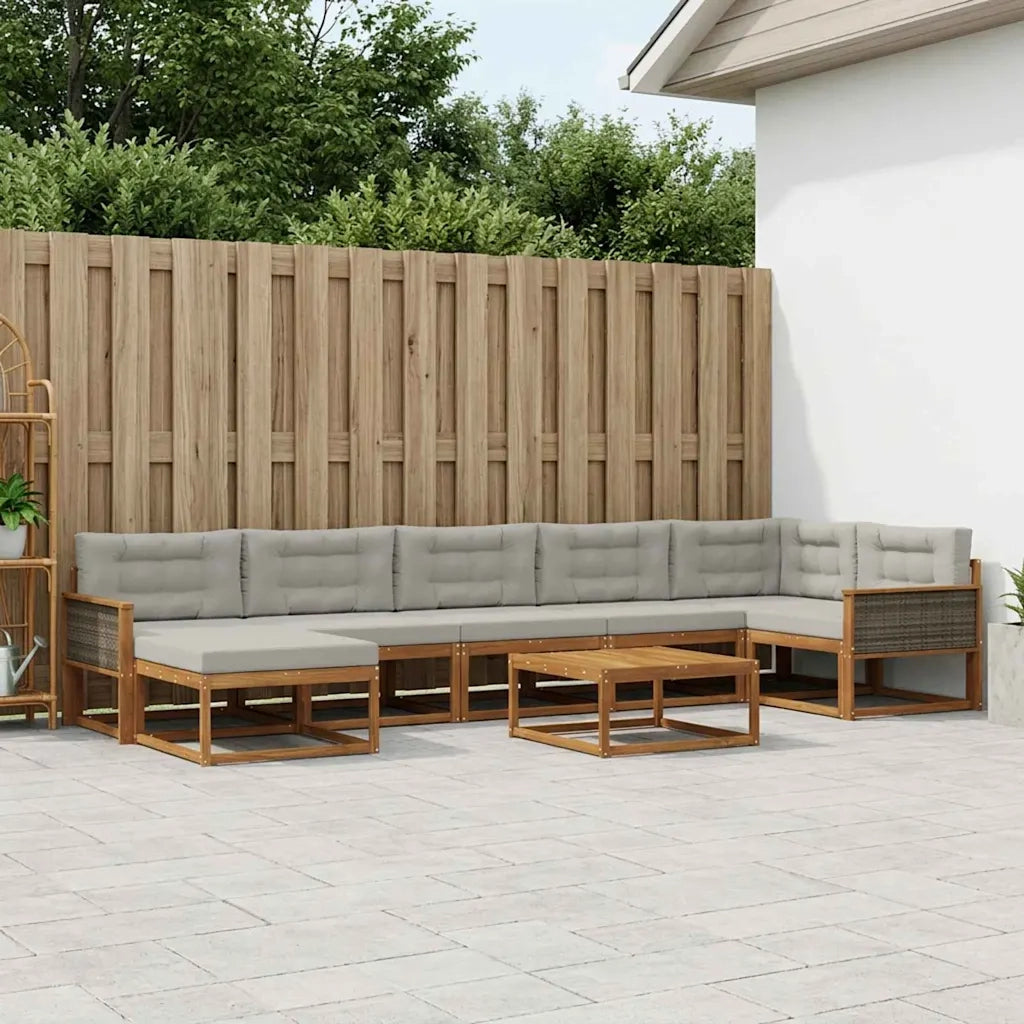 Set di divani da esterno 8 pcs Naturale e Grigio Chiaro 3382759