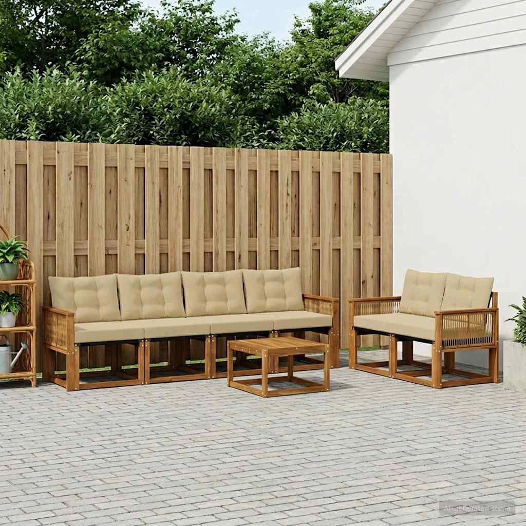 Set di divani da esterno 7 pz Naturale e Beige 3381797
