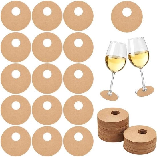 Identificatori per Vino su Vetro con Etichette Circolari per Champagne e Bevande.