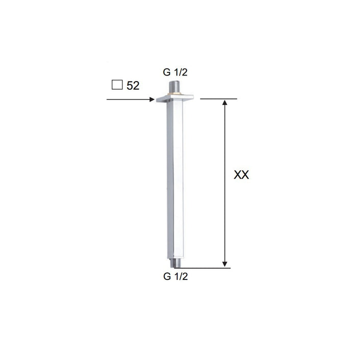 Braccio doccia da soffitto quadrato 40 cm