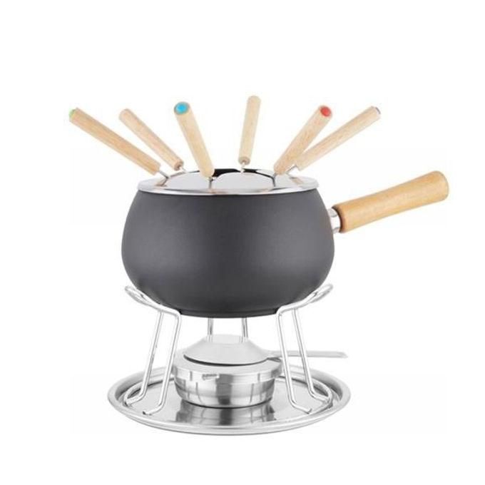 Eva Fondue emailliert mattschwarz Set 12-teilig 070610