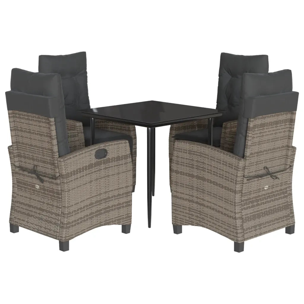 Set da Pranzo da Giardino 5 pz con Cuscini in Polyrattan Grigio 3212784