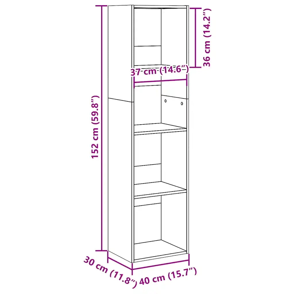 Libreria-Scaffale per Libri-Mobile di Stoccaggio Legno Antico 40x30x152 cm in Legno Multistrato