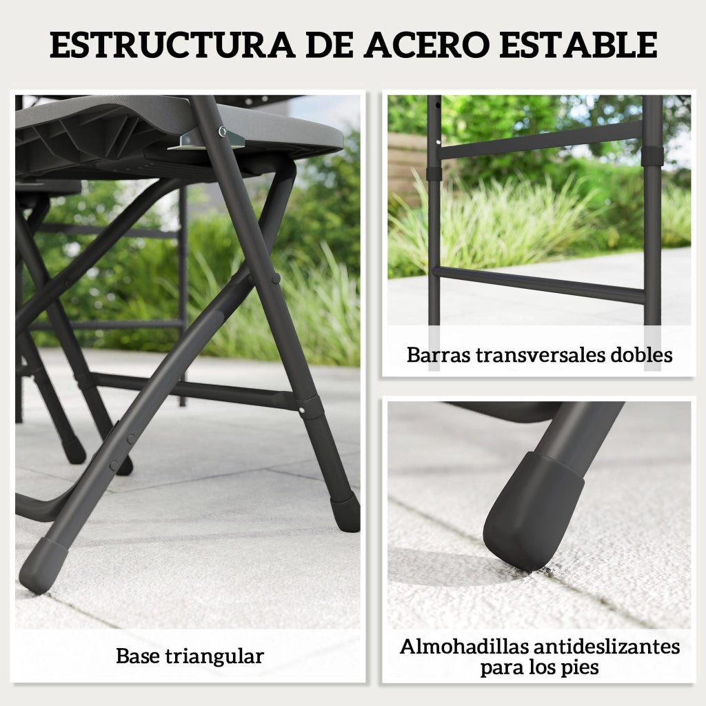 Set Tavolo e Sedie da Giardino Pieghevole ¨C zephmum ¨C Grigio 4 Pezzi