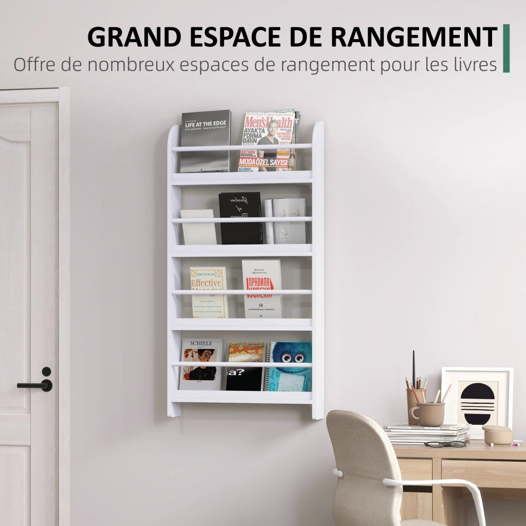 Libreria a muro 4 livelli ¨C Zephmum ¨C Bianco 59x12x113 cm