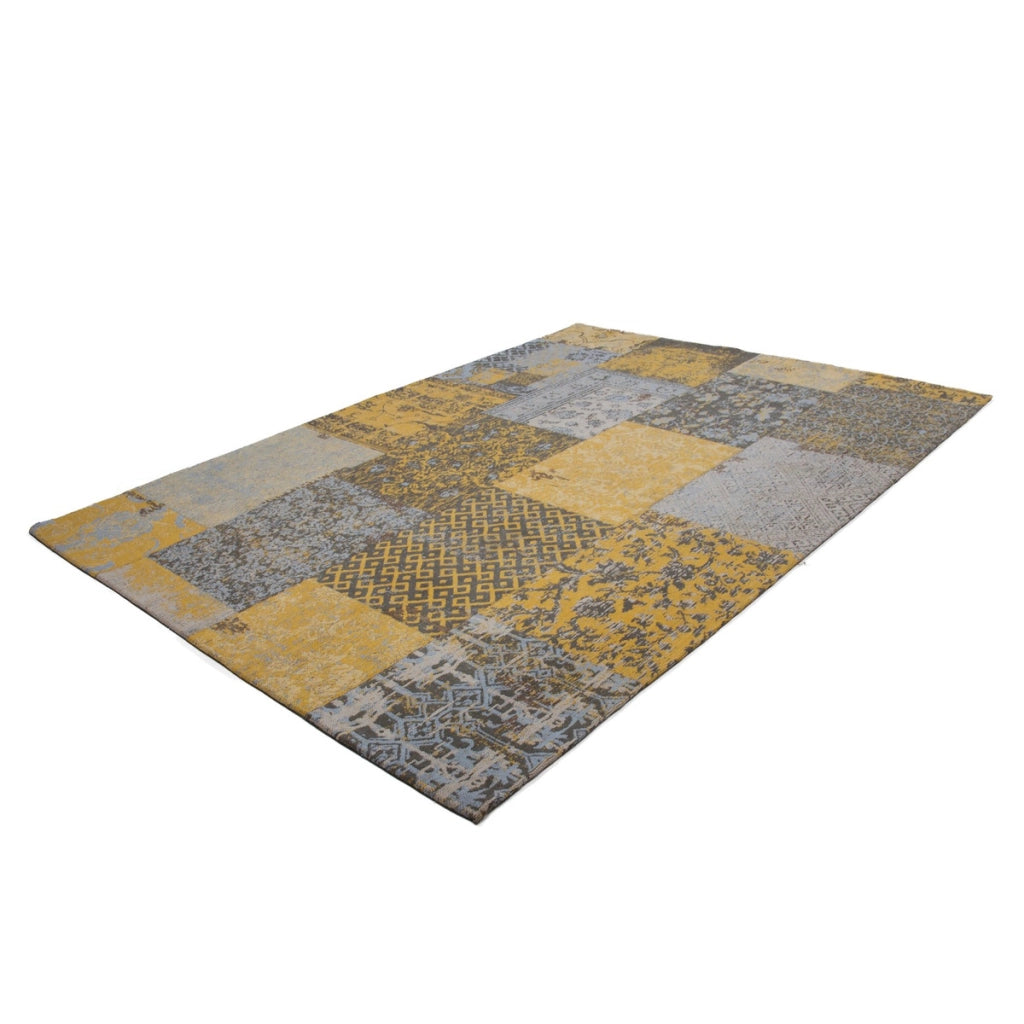 Tappeto Jacquard 150 Gold in Cotone Effetto Patchwork