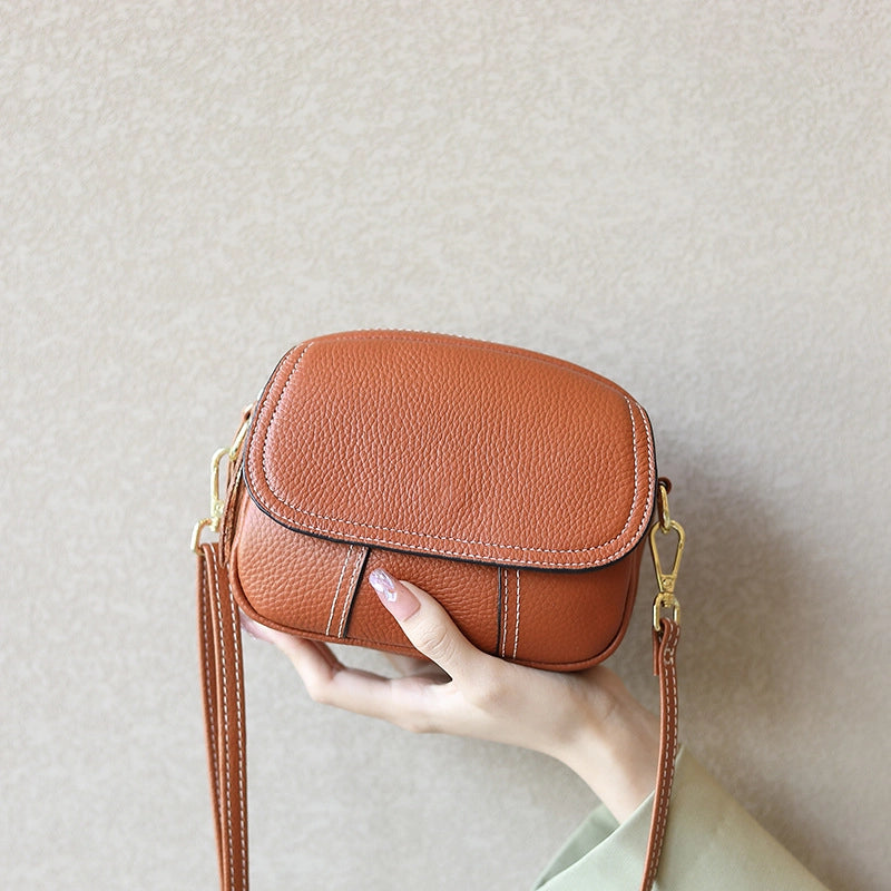 Borse a tracolla piccole da donna in vera pelle, modello Hobo, colore marrone