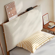 Letto singolo imbottito con testiera in tessuto e rete stabile 90x200 cm, marrone scuro