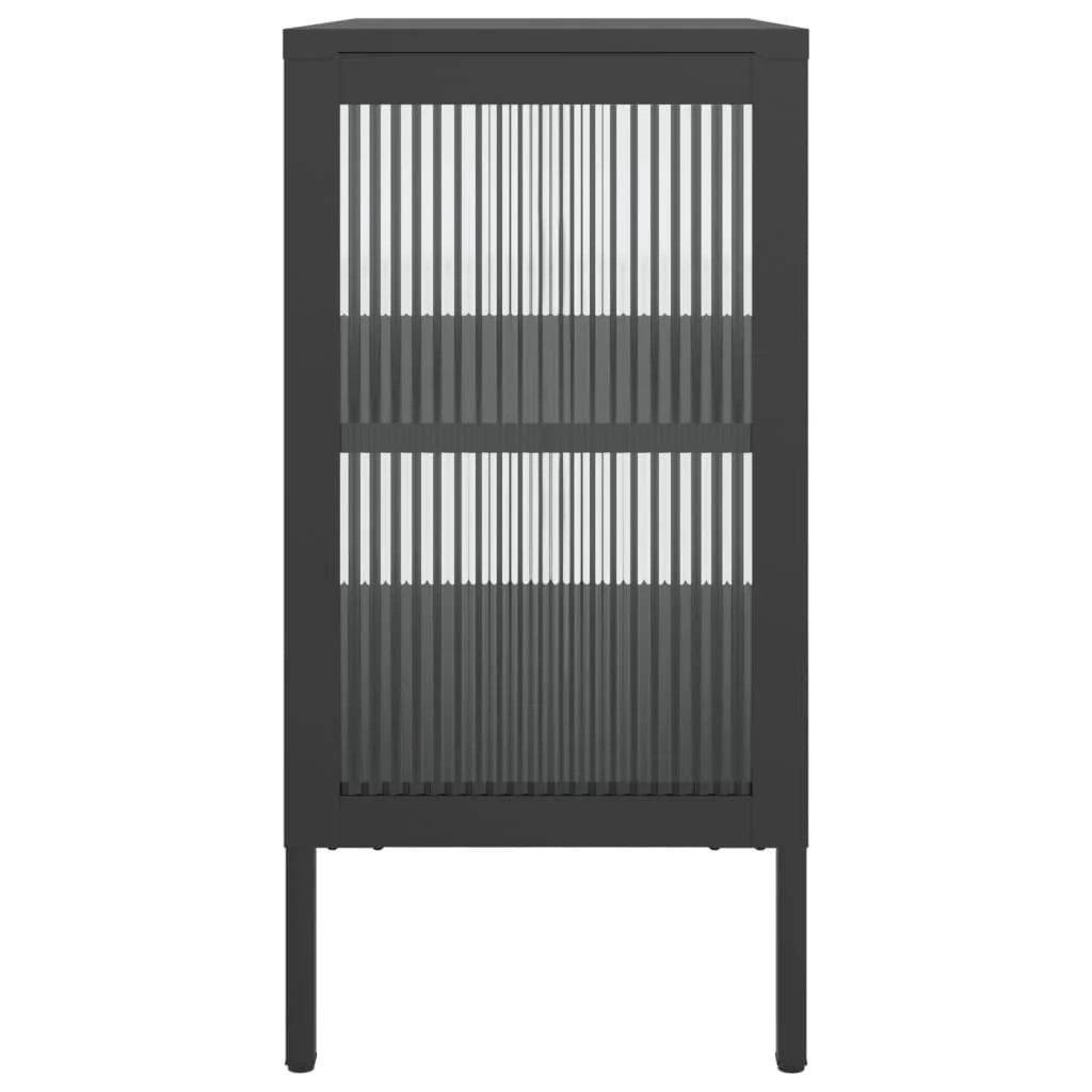 Buffet credenza cassettiera armadio mobile contenitore organizer per cucina soggiorno salotto 70 x 35 x 70 cm vetro e acciaio nero 02_0036107