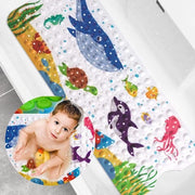 Mat per Bagno Antiscivolo per Bambini - Disegno Cartone - Lunghezza Extra - 40 x 100 cm - Con Zoccolo e Fessure di Scarico - Per Bambini e Neonati