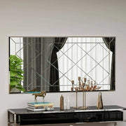 Specchio Nimfa, Specchiera, Articolo d'arredo a muro, Decorazione con specchio, 60x2h120 cm, Bianco