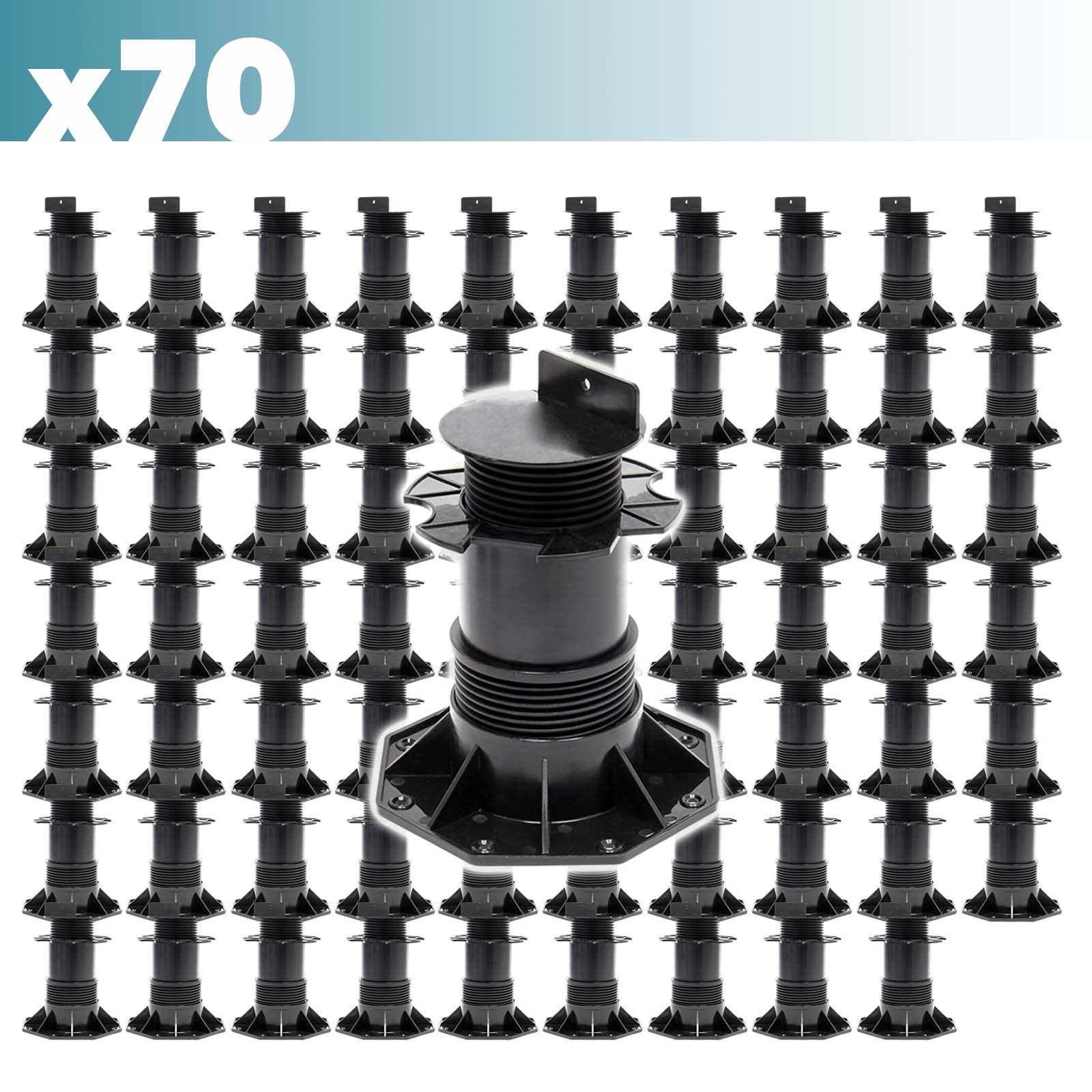 Set 70 supporti per pavimenti galleggianti Altezza regolabile 140-210mm Max 2700 kg Piedini per decking