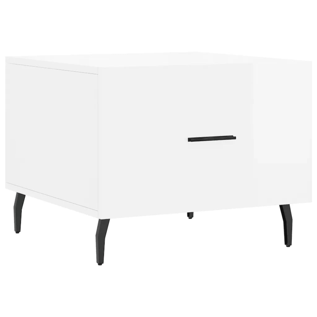 2 pz Tavolini salotto | Tavolino da caff¨¨ | Tavolino da Soggiorno Bianco Lucido 50x50x40cm Legno Multistrato