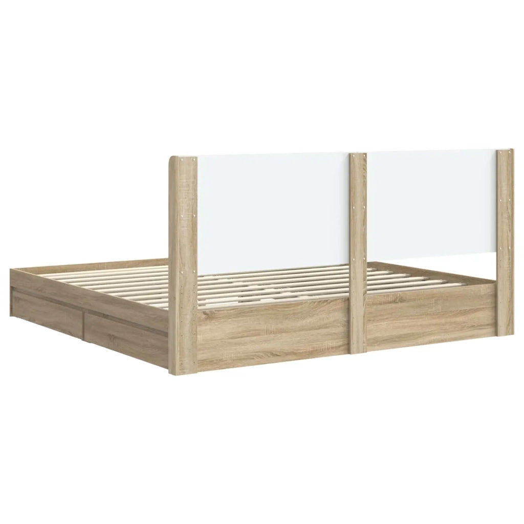 Struttura del letto con stoccaggio e testata-Giroletto con contenitore Rovere Sonoma 732662