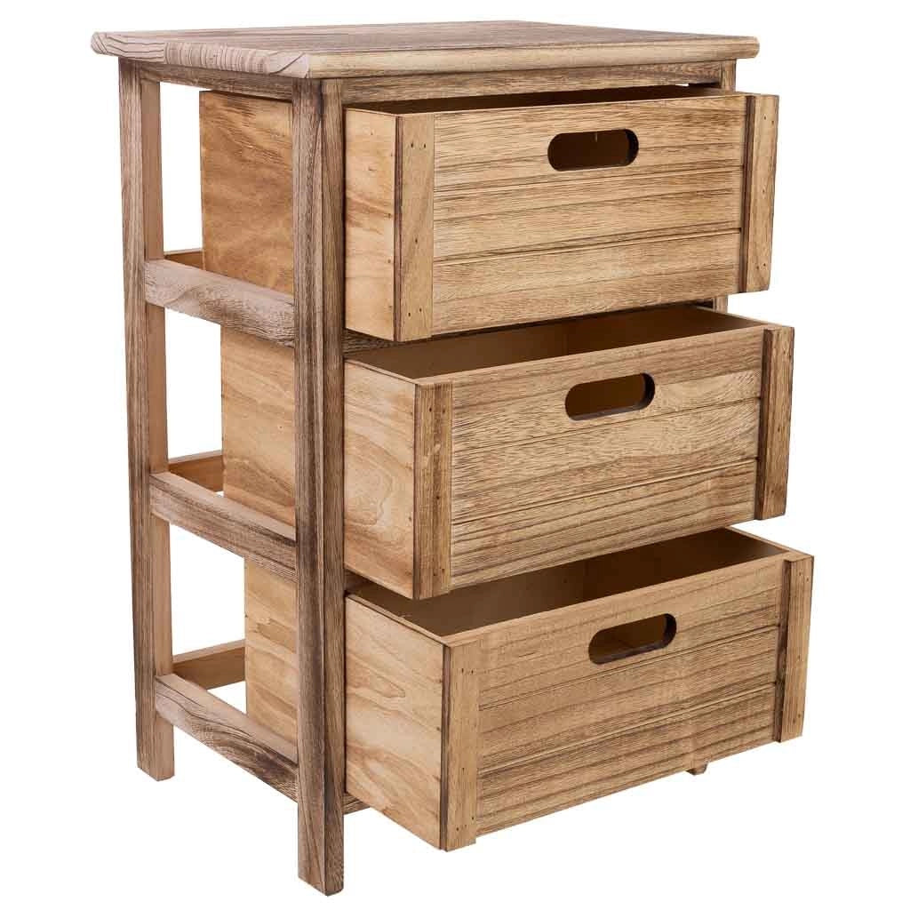Cassettiera in legno con 3 cassetti in legno 40x29x58