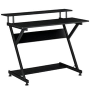 Scrivania Gaming 100 cm con Supporto Monitor ¨C zephmum ¨C Legno e Metallo Nero