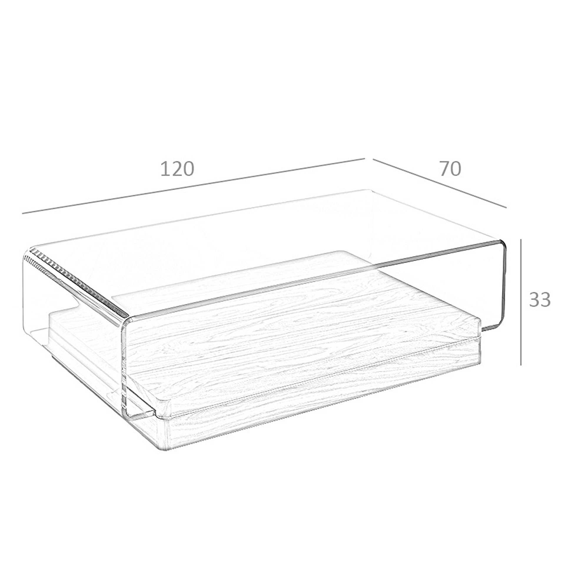 Tavolino rettangolare in vetro temperato e noce