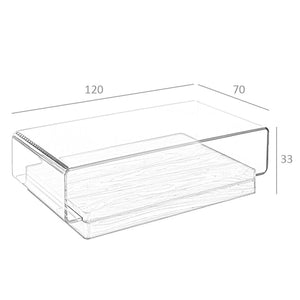 Tavolino rettangolare in vetro temperato e noce